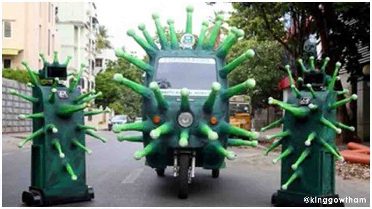 Coronavirus themed robots were used in Chennai to sanitise the containment zones