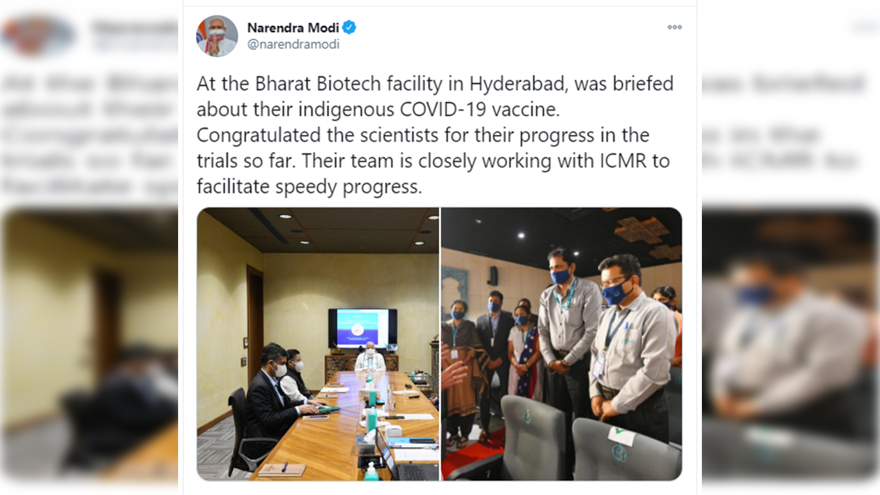 Prime Minister Narendra Modi visited Bharat  Biotech facility in Hyderabad